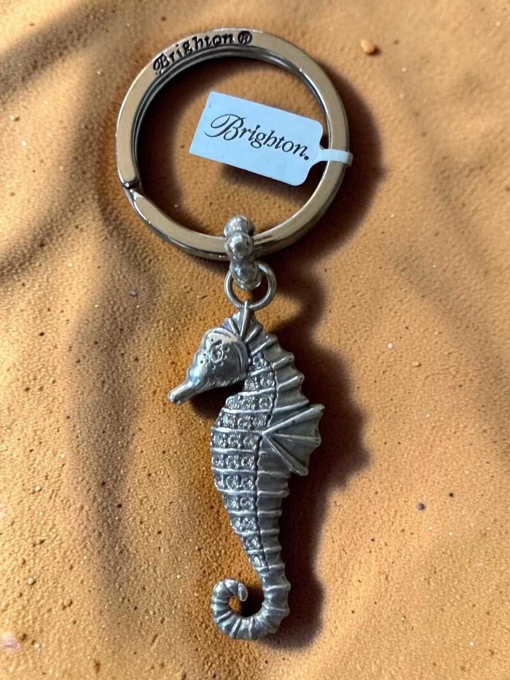 Brighton Seahorse Silver-Tone Rhinestone Keychain Charm New